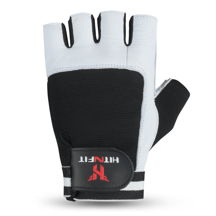 Premium Leather Weightlifting Gloves (Black/White)