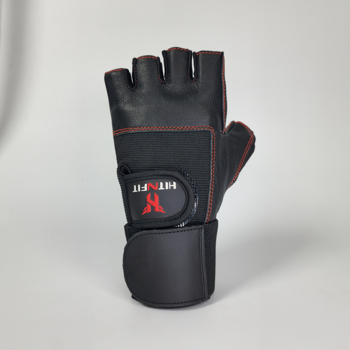 Premium Leather Weightlifting Gloves (Black)