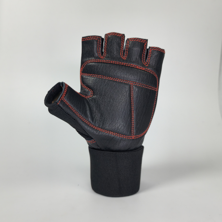 Premium Leather Weightlifting Gloves (Black)