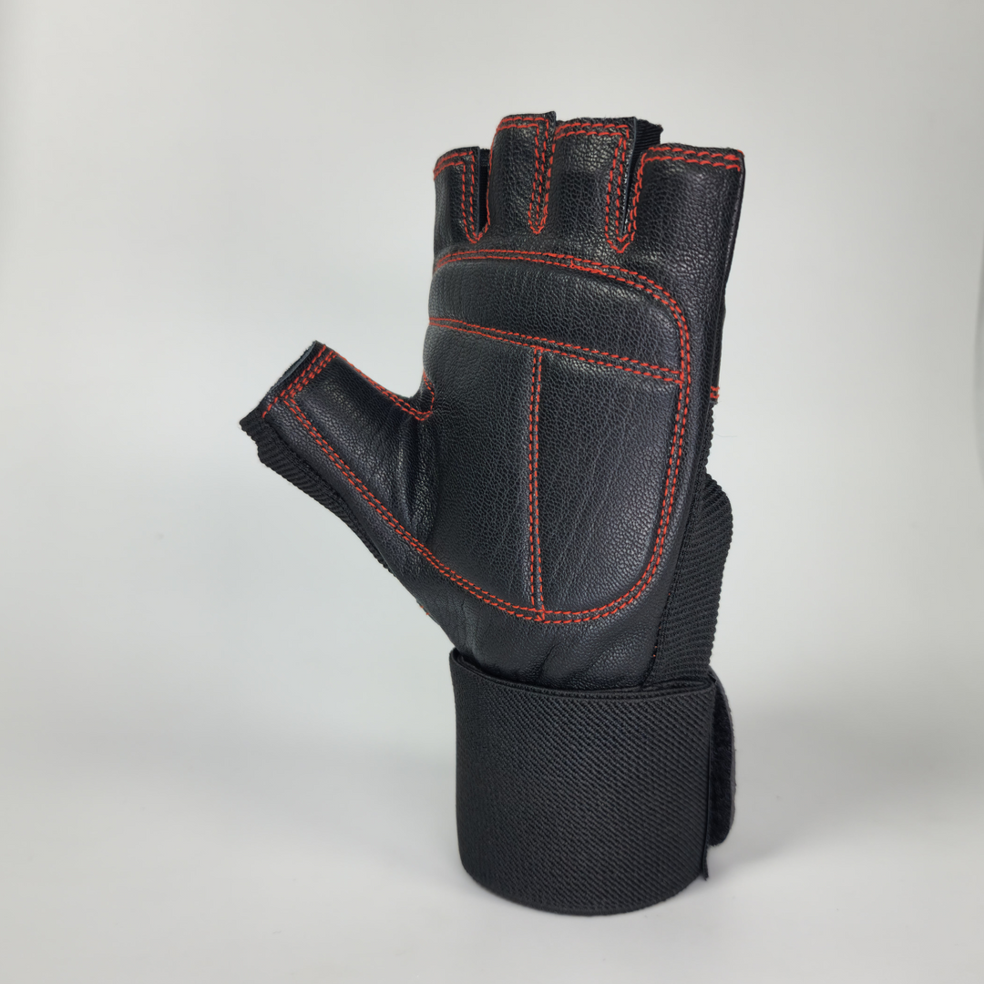 Premium Leather Weightlifting Gloves (Black)