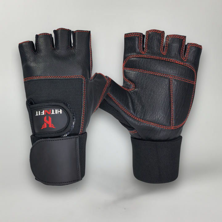 Premium Leather Weightlifting Gloves (Black)