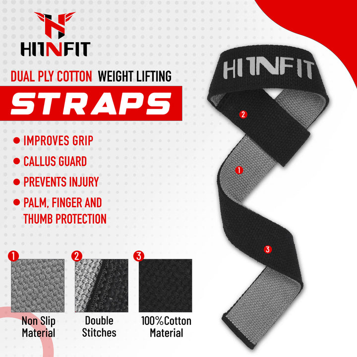 Grey & Black Weightlifting Wrist Straps