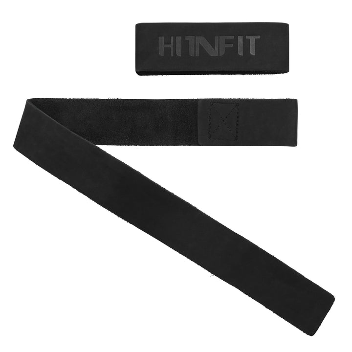 Hit n Fit Weightlifting Leather Wrist Straps Black