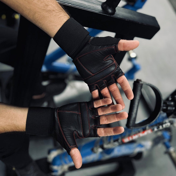 Premium Leather Weightlifting Gloves (Black)