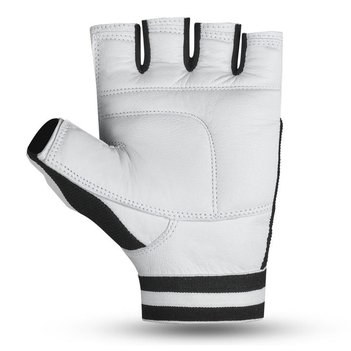 Premium Leather Weightlifting Gloves (Black/White)