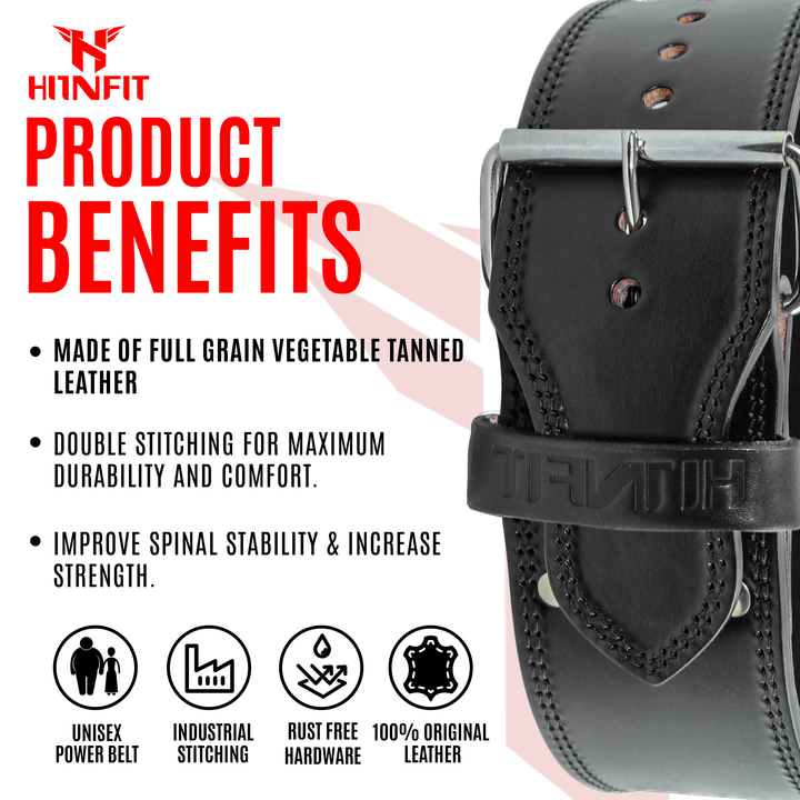 7mm Full Grain Vegetable-Tanned Leather Powerlifting Belt (Single Prong)