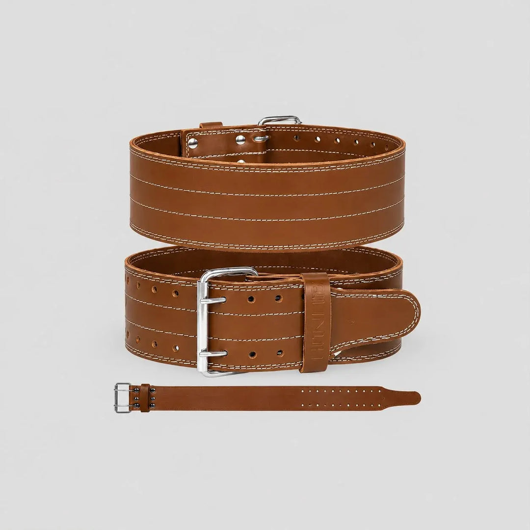 5mm Brown Leather Powerlifting Belt (Double Prong)