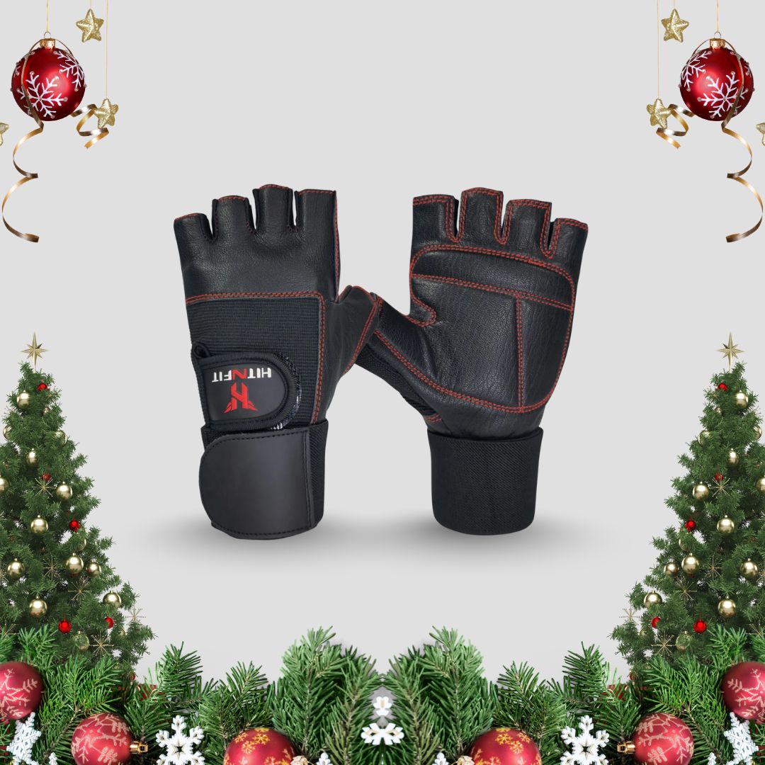 Premium Leather Weightlifting Gloves (Black)