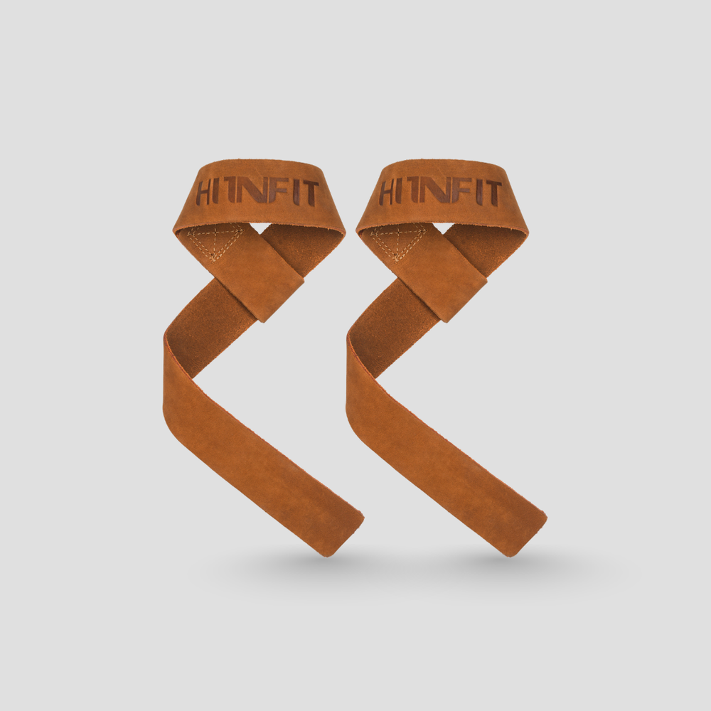 Premium Weightlifting Leather Wrist Straps-Brown Sued | 45cm