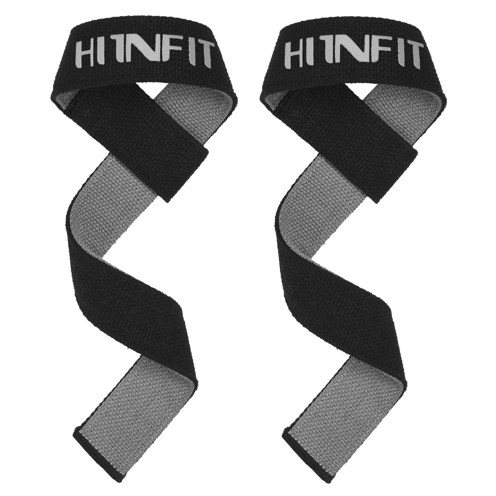 Premium Weightlifting Leather Wrist Straps Grey & Black 45cm